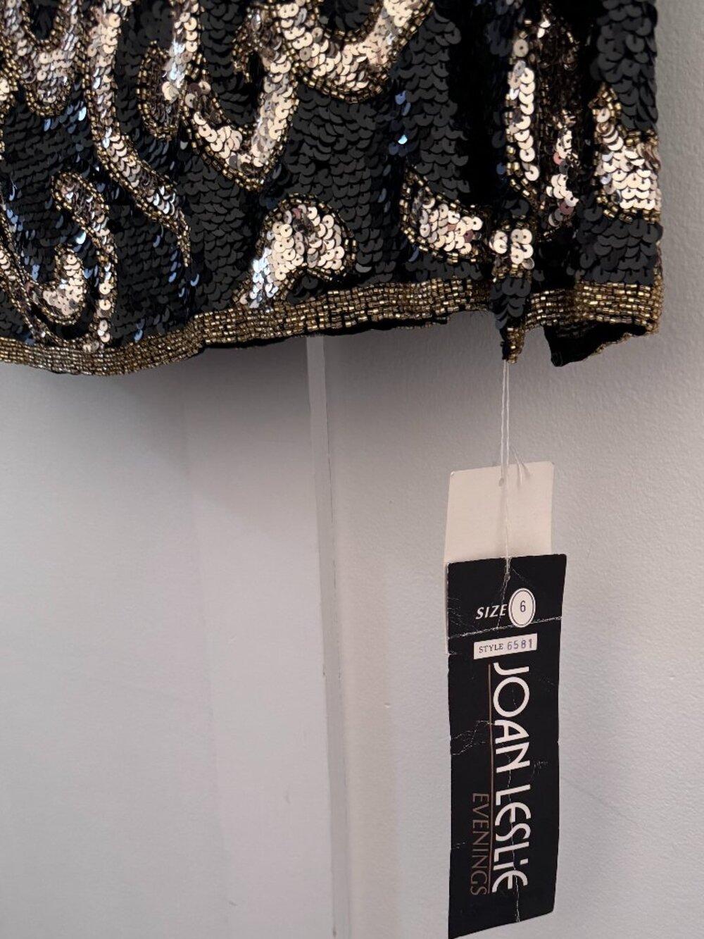 Joan Leslie Sequin Top Black Gold Beaded Evening Blouse VTG Glam NWT - Picture 5 of 11